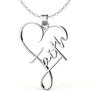 New Silver Stainless Steel Faith Christian Pendant Necklace Religious Jewelry